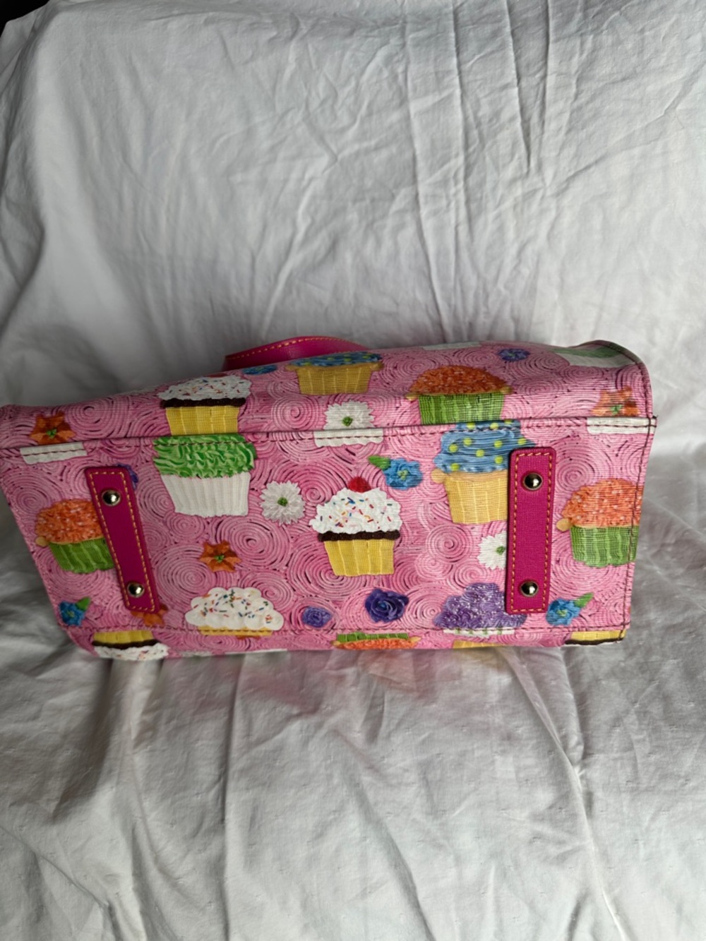 Pink Cupcake Print Tote Bag with Hot Pink Handles - Picture 5 of 10